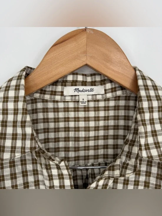 Madewell Seersucker Plaid Blouse Size S - Picture 3 of 5